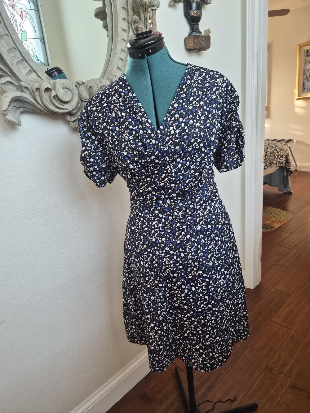 Women's Navy Floral Wrap Dress